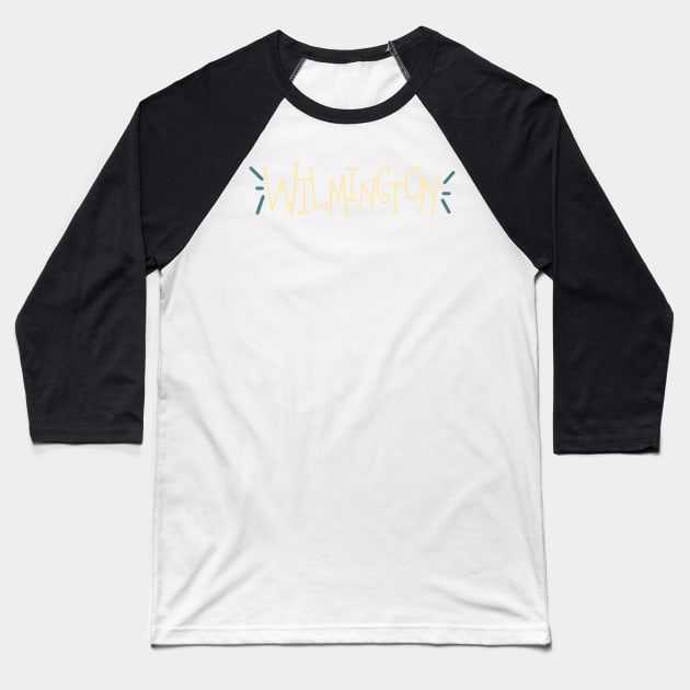 Wilmington Handlettering Yellow Baseball T-Shirt by trippyzipp